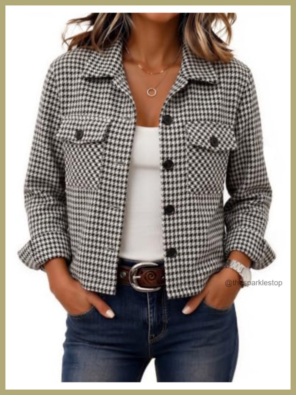 Vintage Plaid Flannel Cropped Shacket Jacket for Women